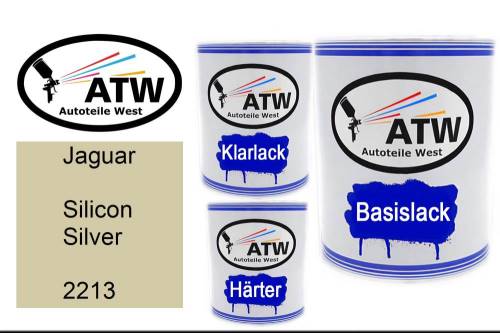 Jaguar, Silicon Silver, 2213: 1L Lackdose + 1L Klarlack + 500ml Härter - Set, von ATW Autoteile West.